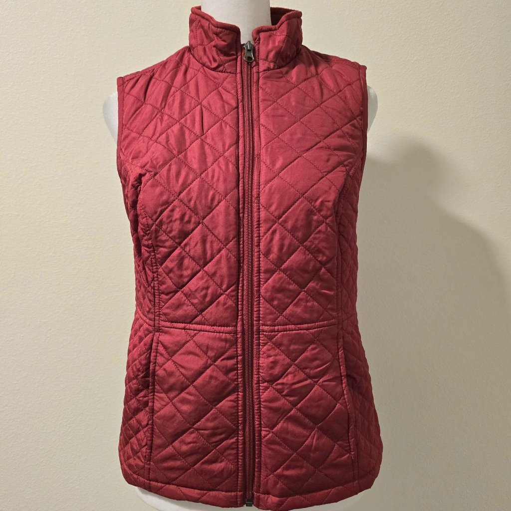 Croft & Barrow Women's Quilted Vest Maroon Nwt Size Pxs